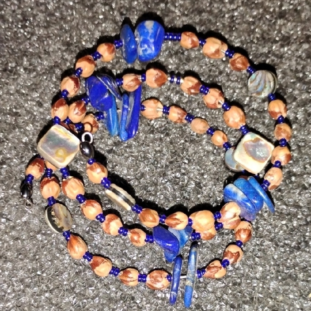 Blue and Brown Beaded Bracelet